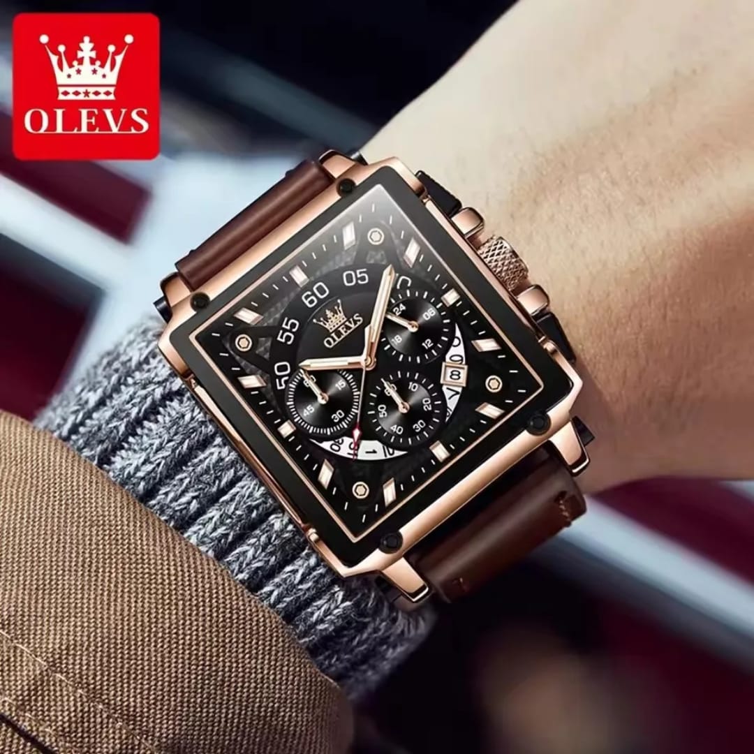 Montre Homme OLEVS Carrée Originale - Chronographe de Luxe