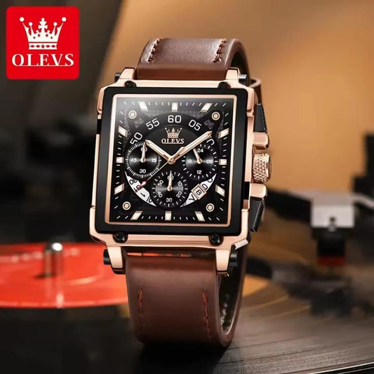 Montre Homme OLEVS Carrée Originale - Chronographe de Luxe